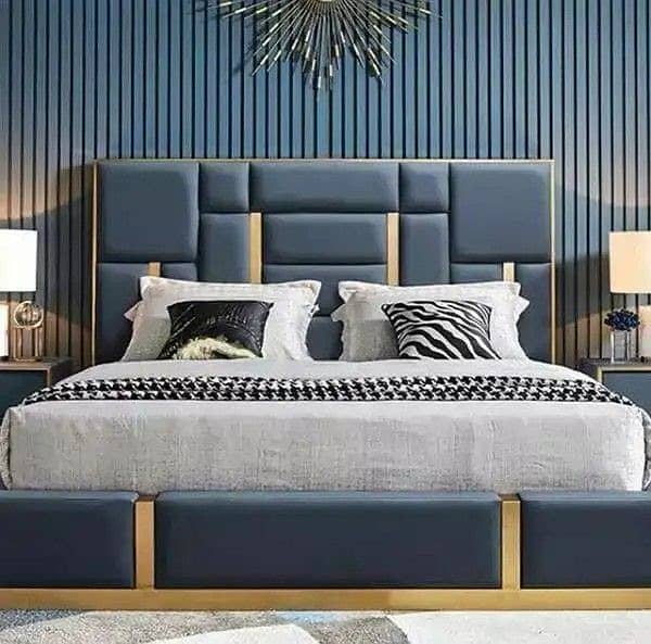 King Size bed/Brass bed/velvet bed/side table/dressing table/furniture 15