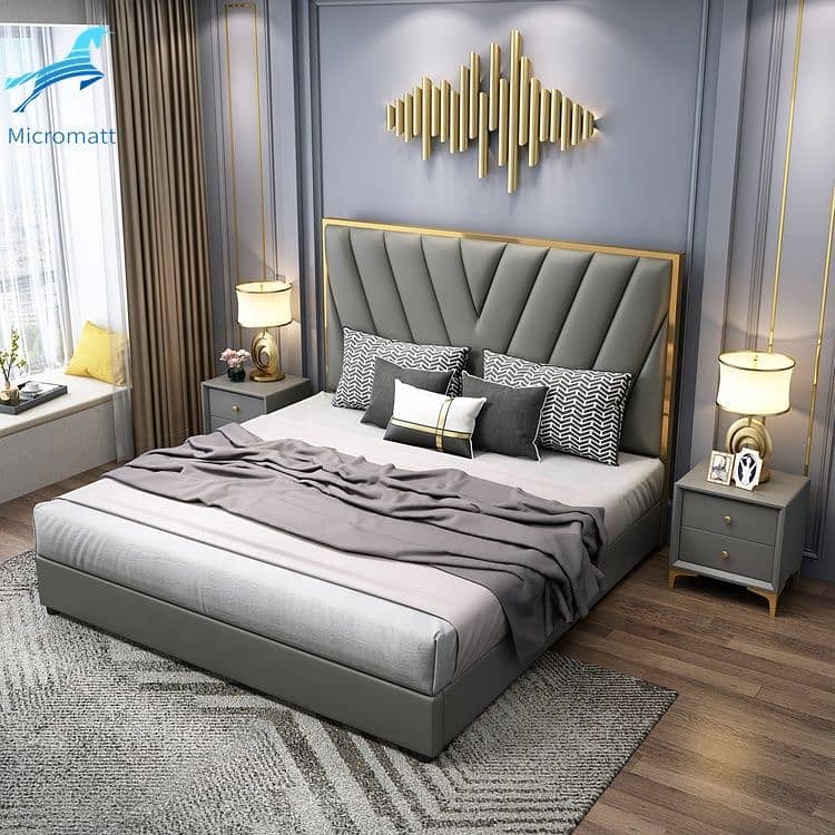 King Size bed/Brass bed/velvet bed/side table/dressing table/furniture 16