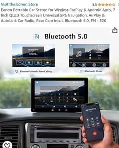Eonon Portable Car Stereo for Wireless CarPlay & Android Auto Q LED 0