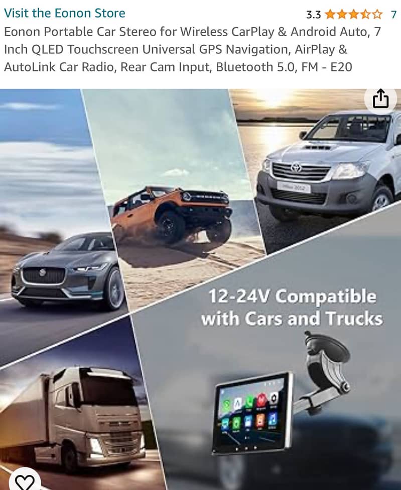Eonon Portable Car Stereo for Wireless CarPlay & Android Auto Q LED 4