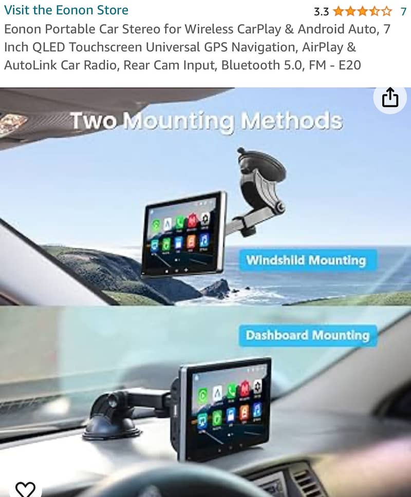 Eonon Portable Car Stereo for Wireless CarPlay & Android Auto Q LED 5