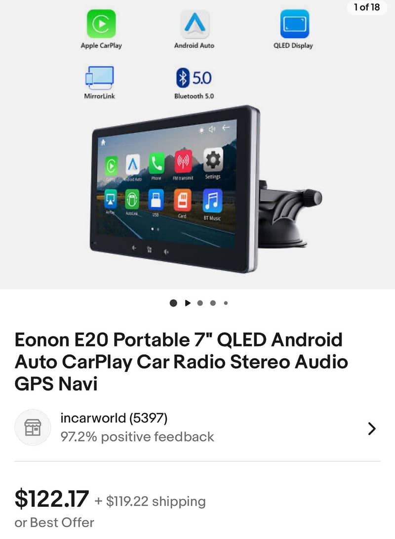 Eonon Portable Car Stereo for Wireless CarPlay & Android Auto Q LED 7