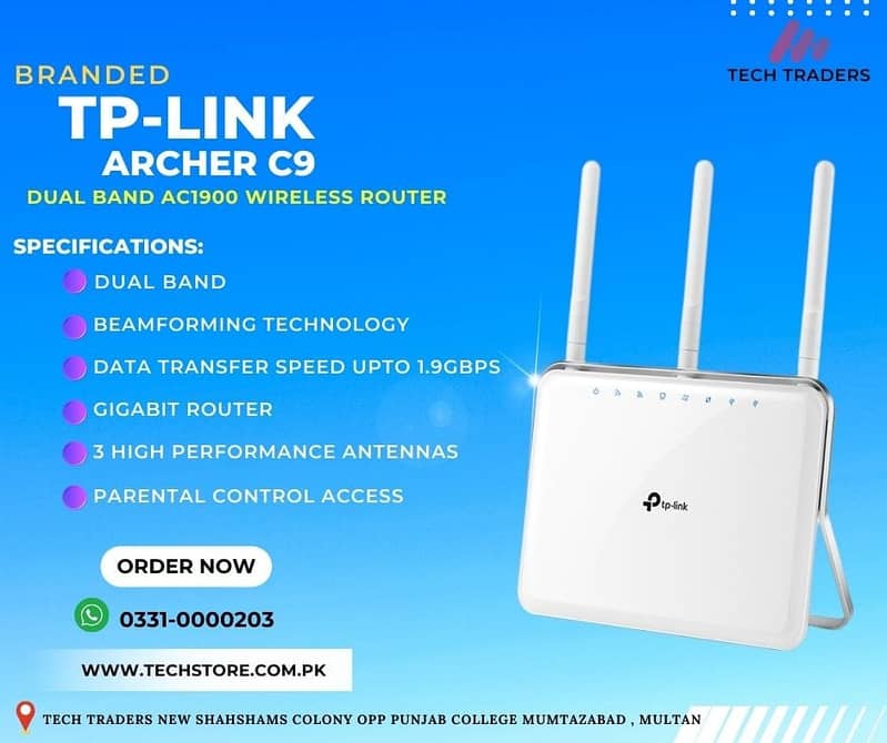 Tplink/Archer C9/Dual Band/AC1900/Wifi/ (Branded Used) Router 0