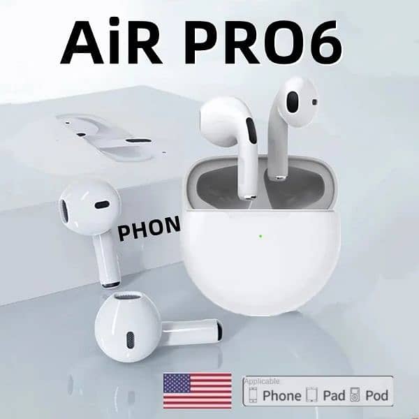 Air Pro6 TWS Wireless Headphones Bluetooth Earphone Earbuds Bass Head 3