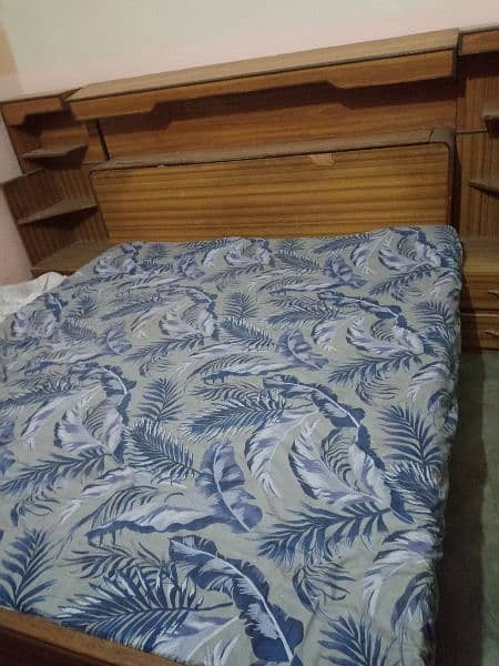 double bed with side table n mattress 1