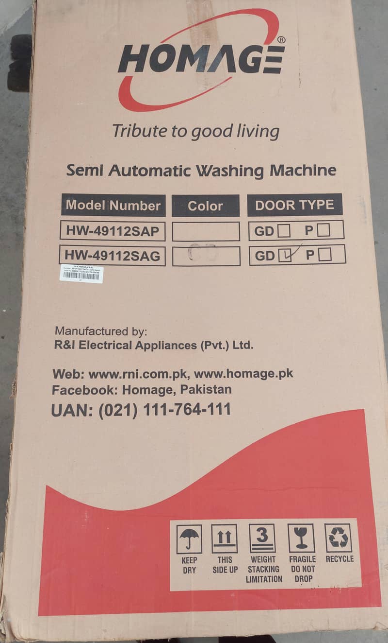 Homage semi automatic washer with dryer brand new. 4