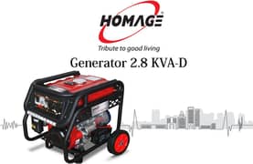 Homage Generator HGR 2.8KVA 2800 Watt With Wheel+Gas Kit Rs. 39,500