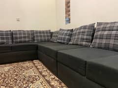 L Shaped customised black sofa set