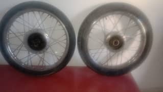 CG125 Front back rim with hub tyre tube good condition 0