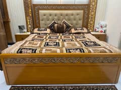Pure Kikkar Wood | king Bed + Two Side Tables | Urgent Sale