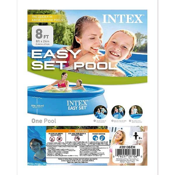 INTEX Easy Set Swimming Inflatable Pool 8ft X 24 In 1