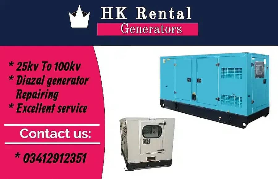 HK Rental generator in karachi 25kv To 100kv 0