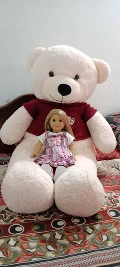 Teddy Bear size 4 feet in good condition and American doll