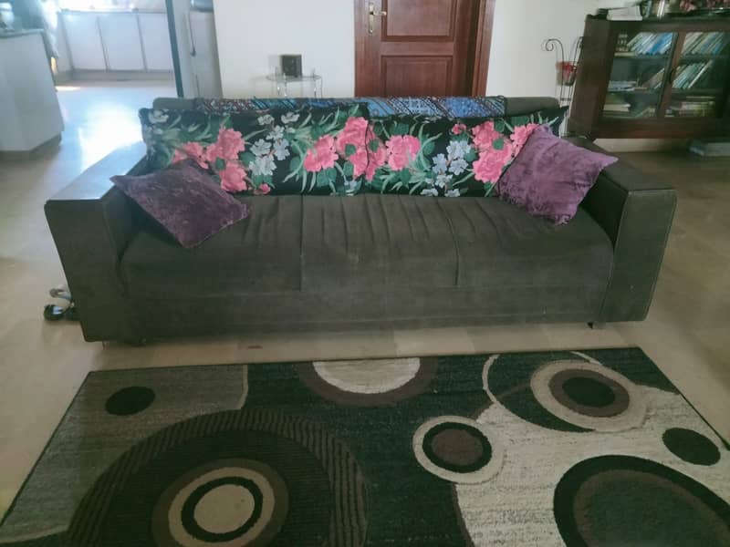 7 seater black sofa with cushions 7