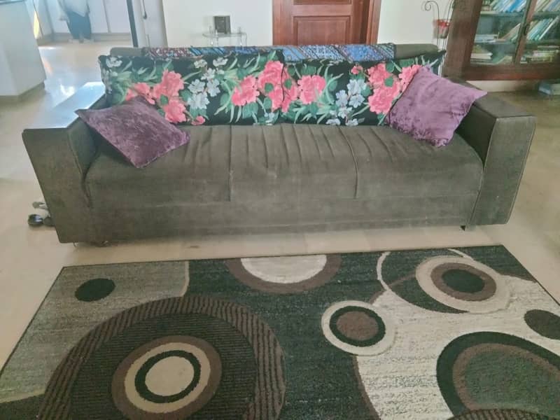 7 seater black sofa with cushions 9