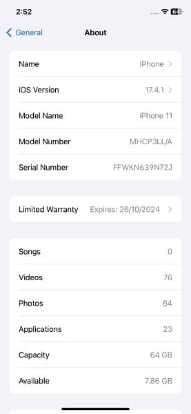 iphone 11 64 GB jv 95 BH 2 month sim time with warnty and box and char 4