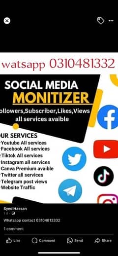 All service available instagram YouTube TikTok etc