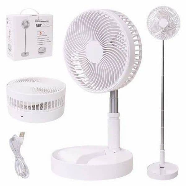 F9 Rechargeable Folding Stand Fan White 1