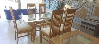 6 chairs dining table with 12mm mirror / dining for sale 0