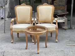 Total shisham wood 2 chairs + table + mirror 39k 0
