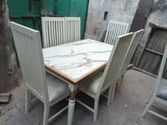 6 chairs dining table uv mdf top /dining for sale /six seater