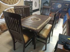 6 chairs dining table cnc top mdf with mirror /dining for sale