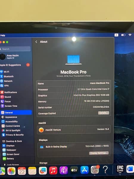 macbook pro 2018 13 inch 16/512gb 5