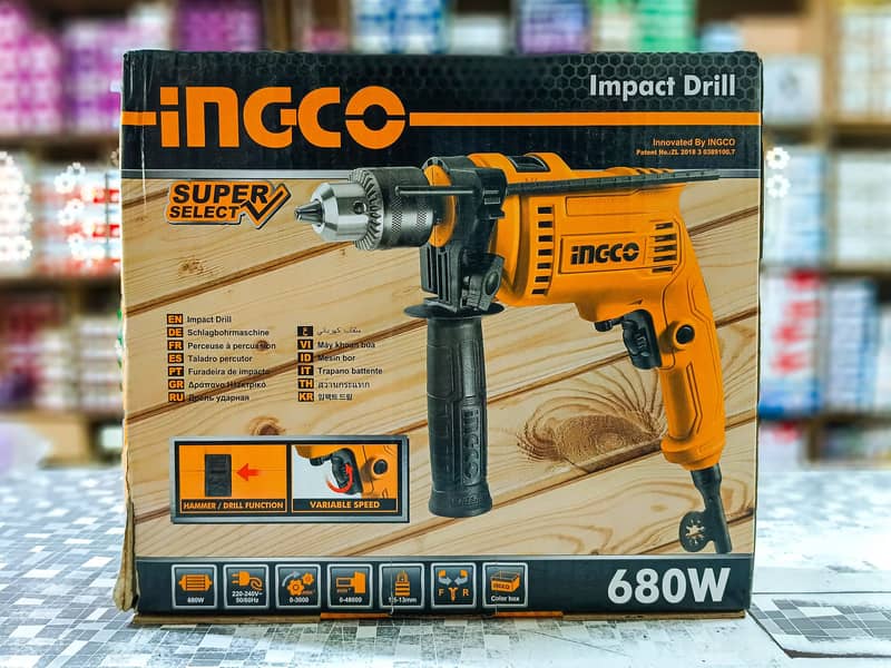 Ingco Impact Electric Drill Machine Hammer Function - 680W Copper Veri 0