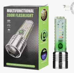520A Multifunctional Zoomable Flashlight Wind Fire Torch Rechargeable 0