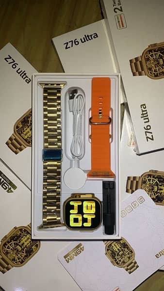 Z76 Ultra Golden Smart Watch | Metal Dual Strap | Big Dosplay 6