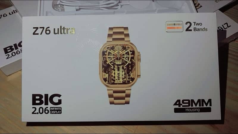 Z76 Ultra Golden Smart Watch | Metal Dual Strap | Big Dosplay 8