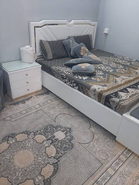 double bed, with molty foam ,side table and dressing table for sale 3