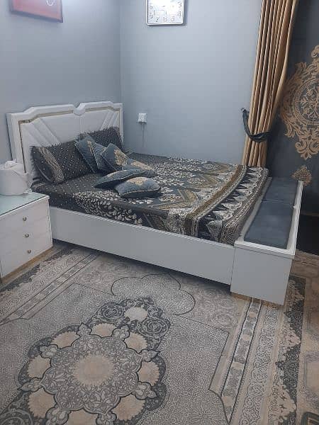 double bed, with molty foam ,side table and dressing table for sale 4