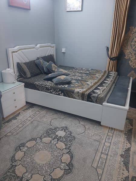 double bed, with molty foam ,side table and dressing table for sale 5
