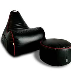 Gamer indoor Leather Bean Bag With Stool. 0