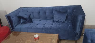 New style blue sofa set with 4 table and 2 relaxing chairs 0