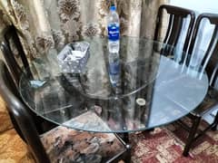 Round Glass Dining Table with 4 Chairs 0