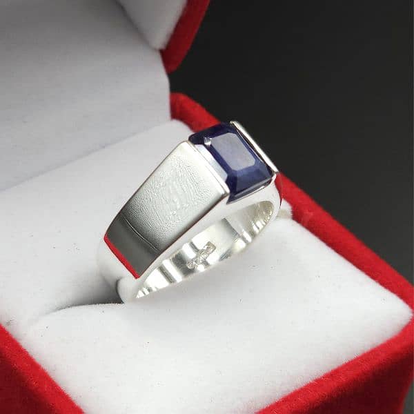 Natural Blue Sapphire Ring, Neelam Ring With Silver 1