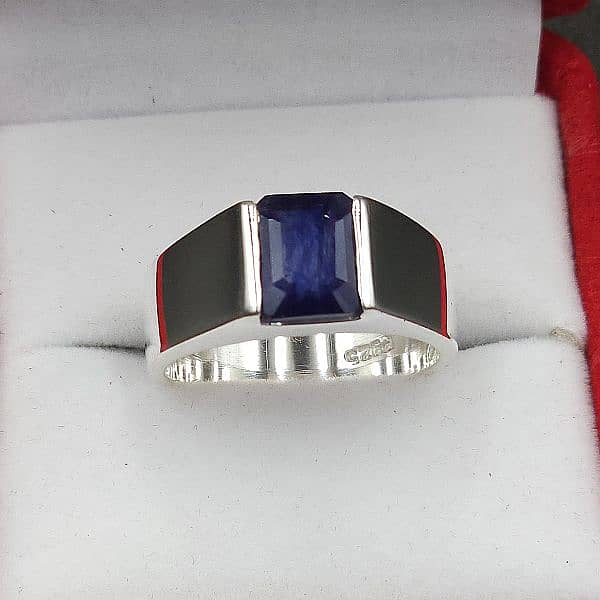 Natural Blue Sapphire Ring, Neelam Ring With Silver 2