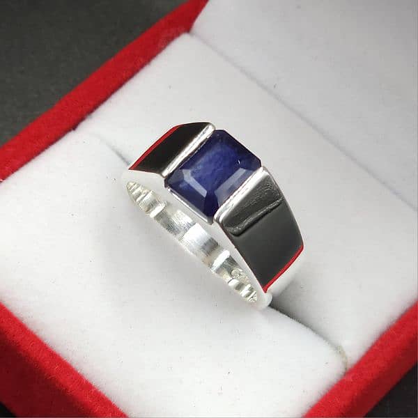 Natural Blue Sapphire Ring, Neelam Ring With Silver 3
