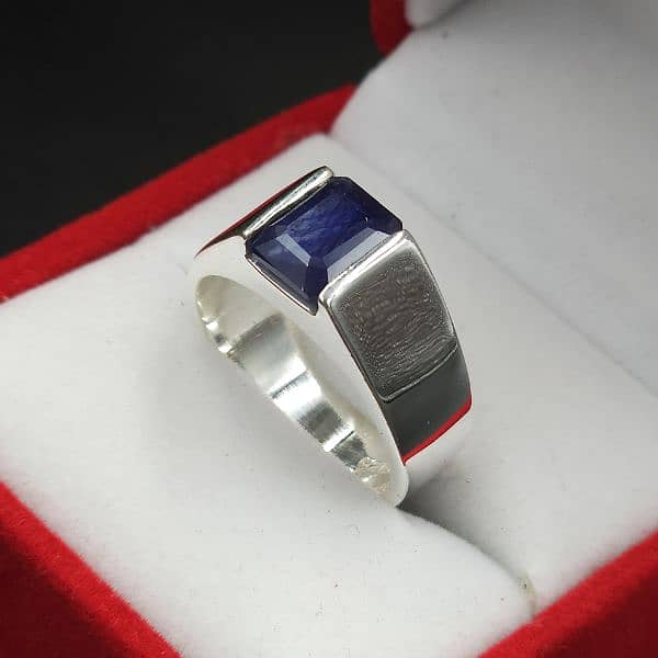 Natural Blue Sapphire Ring, Neelam Ring With Silver 4
