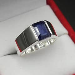Natural Blue Sapphire Ring, Neelam Ring With Silver 0