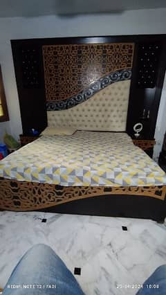 king size bed with spring mattress and dressing table