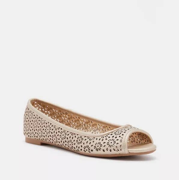 Imported Celeste Peep-Toe Pumps with Cutwork Detail 2