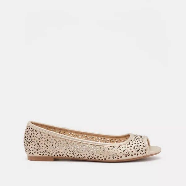 Imported Celeste Peep-Toe Pumps with Cutwork Detail 3