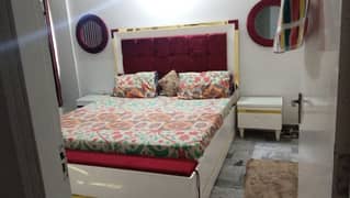 king size bed with mattress and wardrobe and dressing table