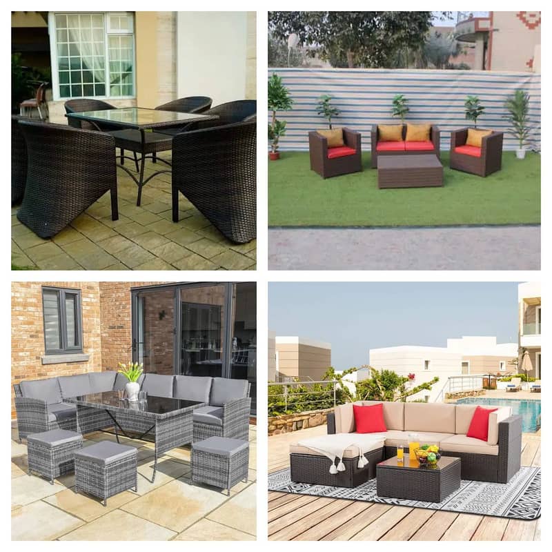 Garden chairs Garden Table | Rattan Furniture - Terrace Lawn Sofa set 6
