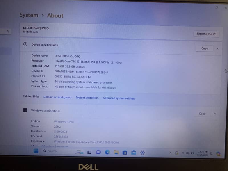 Dell Latitude (7290) Core i7 8th Generation 5