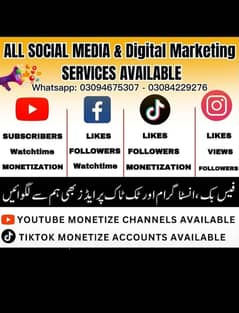 Social media marketing all apps YouTube subscribers Instagram follower 0