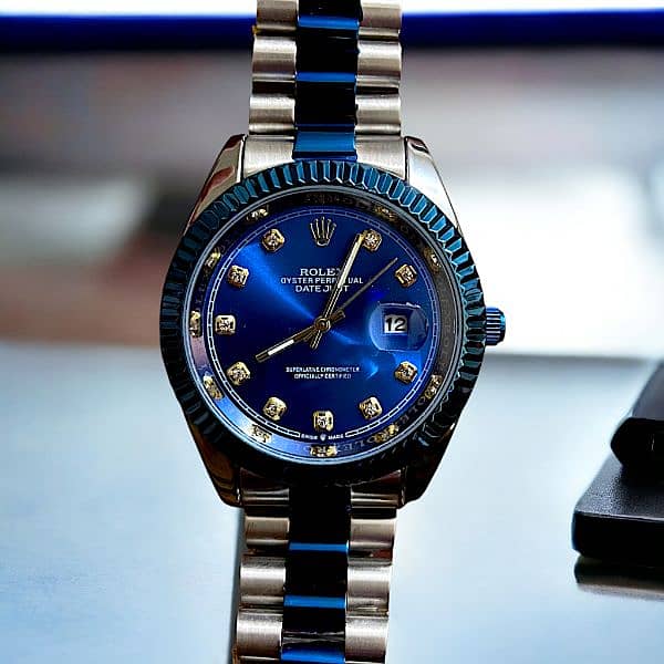 ROLEX WATCH Blue and Silver Shade/Black and Golden/White and Silver 2